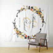 Luxury Golden Noir Wedding Monogram Wandteppich (Beispiel (Horizontal))