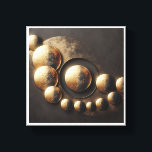 Luxury Golden Orbs Abstract - Elegant Celestial Sp Leinwanddruck<br><div class="desc">A sophisticated abstract composition featuring textured golden spheres and celestial orbs arranged in a graceful arc. The contrast between the radiant metallic gold and the deep charcoal textured background creates a sense of "modern luxury" and cosmic elegance. Perfect for executive offices, high-end living rooms, or any space seeking a bold,...</div>
