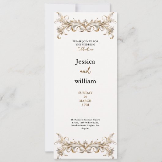 luxury golden palace wedding invitation einladung (Vorderseite)