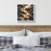 Luxury Golden River Abstract - Modern Dark Mountai Leinwanddruck (Insitu (Schlafzimmer))