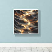 Luxury Golden River Abstract - Modern Dark Mountai Leinwanddruck (Insitu (Holzboden))