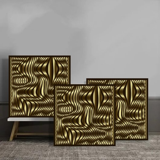 Luxury Golden Wave gold stripes Fliese