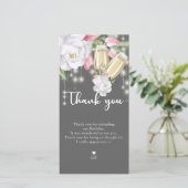 Luxury Gray Floral 30. Geburtstag Dankeskarte (Stehend Vorderseite)