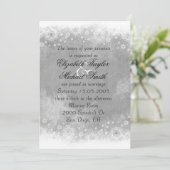 Luxury Gray Frosty Snowflake Winter Wedite Einladu Einladung (Stehend Vorderseite)