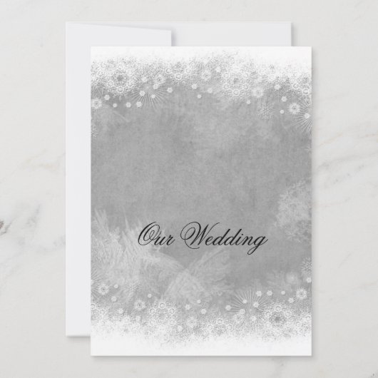 Luxury Gray Frosty Snowflake Winter Wedite Einladu Einladung (Rückseite)