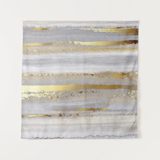Luxury Gray Gold Aquarell Textur Wandteppich (Vorderseite)