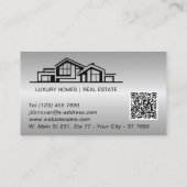 Luxury Gray Silver Real Estate Chic Professional Visitenkarte (Rückseite)