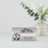 Luxury Gray Silver Real Estate Chic Professional Visitenkarte (Stehend Vorderseite)