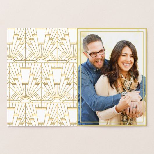 Luxury Great Gatsby Art Deco Wedding Save the Date Folienkarte (Innenseite)