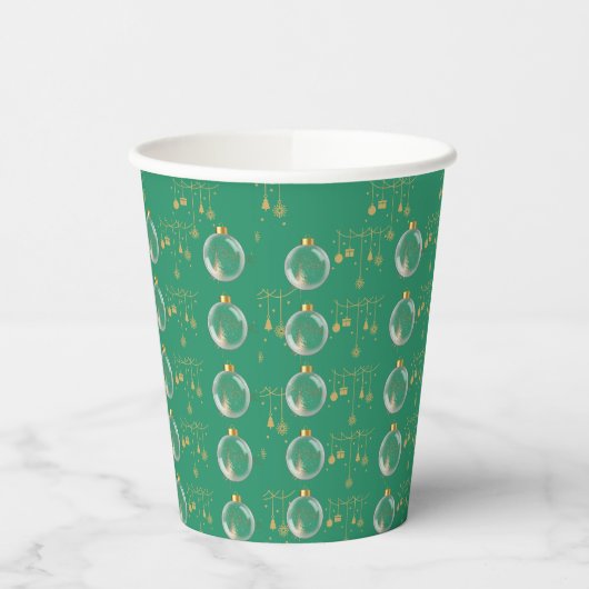 Luxury Green and Gold Bauble Christmas Pappbecher (Links)
