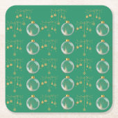 Luxury Green and Gold Bauble Christmas Rechteckiger Pappuntersetzer (Vorderseite)