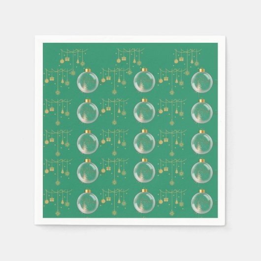 Luxury Green and Gold Bauble Christmas Serviette (Vorderseite)