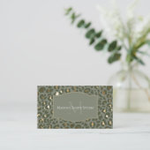 Luxury Green Gold Cheetah Leopard Print Elegant Visitenkarte (Stehend Vorderseite)