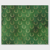 LUXURY GREEN GOLD CHRISTMAS Rentier Geschenkpapier (Flach)
