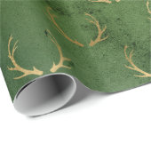 LUXURY GREEN GOLD CHRISTMAS Rentier Geschenkpapier (Rolleneckpunkt)