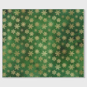 LUXURY GREEN GOLD CHRISTMAS SNOWFLAKE WRAPPING GESCHENKPAPIER (Flach)