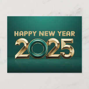 Luxury Green Gold Happy New Year 2025 Feiertagspostkarte