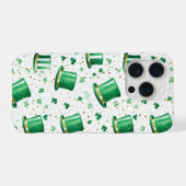 Luxury Green Gold Hats and Shamrocks White iPhone Hülle (Rückseite (Horizontal))