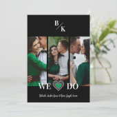 Luxury Green Heart Lace Effect 3 Multi Photos Einladung (Stehend Vorderseite)