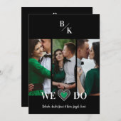 Luxury Green Heart Lace Effect 3 Multi Photos Einladung (Vorne/Hinten)