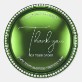 Luxury Green Metallic Diamond Business Vielen Dank Runder Aufkleber (Vorderseite)