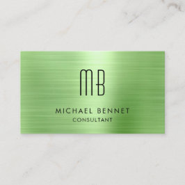 Luxury Green Metallic Monogram Consultant Visitenkarte