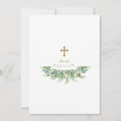 Luxury Greenery Gold Cross Taufe Einladung (Rückseite)