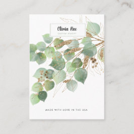 Luxury Greenery Gold Leaf Jewelry Display Card Visitenkarte