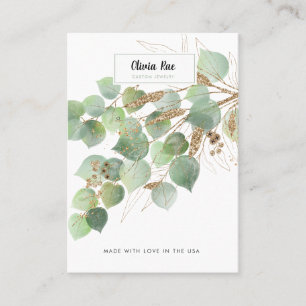 Luxury Greenery Gold Leaf Jewelry Display Card Visitenkarte