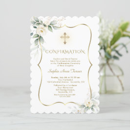 Luxury Greenery White Floral Girl Bestätigung Einladung