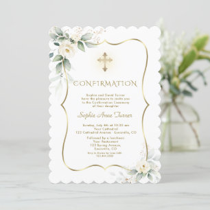 Luxury Greenery White Floral Girl Bestätigung Einladung