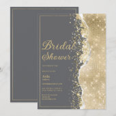 Luxury grey gold glitter classy Bridal Shower Einladung (Vorne/Hinten)