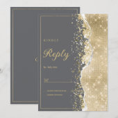 Luxury grey gold glitter classy RSVP  Einladung (Vorne/Hinten)