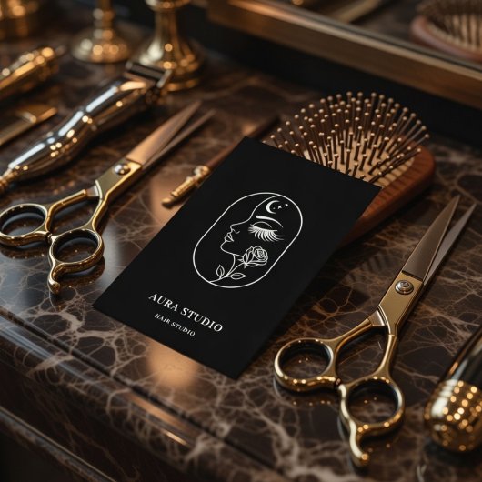 Luxury Hair Stylist Business Card with QR Code  Visitenkarte