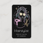 Luxury Hairstylist Beauty Salon QR Code Black Visitenkarte (Vorderseite)