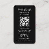 Luxury Hairstylist Beauty Salon QR Code Black Visitenkarte (Rückseite)