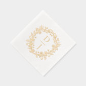 Luxury Hand Drawn Floral Vine Crest Monogram Servietten Mit Folie (Rechts)