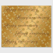 Luxury Happy Floral Gold 50 Jahre Jubiläum Geschenkpapier (Flach)