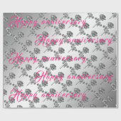 Luxury Happy Floral Silver 25 Jahre Jubiläum Geschenkpapier (Flach)