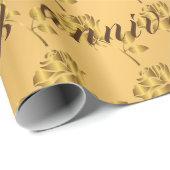 Luxury Happy Gold 50 Jahre Jubiläum Floral Geschenkpapier (Rolleneckpunkt)