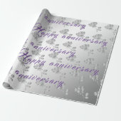 Luxury Happy Silver 25-jähriges Jubiläum Floral Geschenkpapier (Ungerollt)