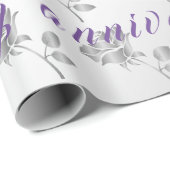 Luxury Happy Silver 25-jähriges Jubiläum Floral Geschenkpapier (Rolleneckpunkt)