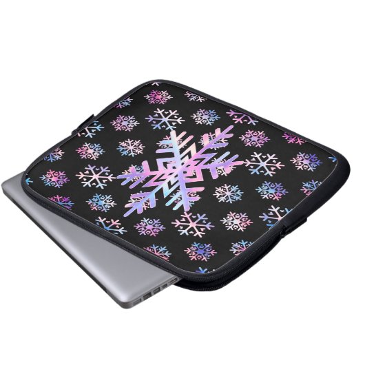 Luxury Holographic Snowflake Christmas Collection  Laptopschutzhülle (Vorne Knopf)