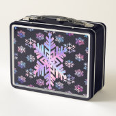Luxury Holographic Snowflake Christmas Collection Metall Brotdose (Rückseite)