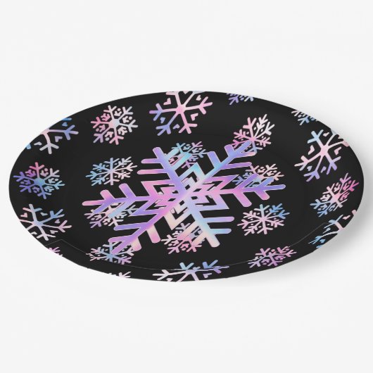 Luxury Holographic Snowflake Christmas Collection Pappteller (Schrägansicht)