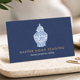 Luxury Home Staging Blue Ginger Jar Logo Visitenkarte