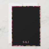 Luxury Hot Pink Glitter Rose Save The Date (Rückseite)