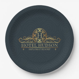 Luxury Hotel Branding Mit Monogramm Pappteller