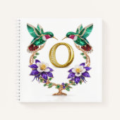Luxury Initial O Monogram Hummingbird Jeweled Notizblock (Vorderseite)