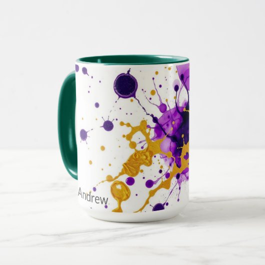 Luxury Ink & Gold Leaf Personalized Tasse (Vorderseite Links)